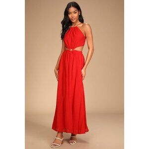 Lulu’s Red Cut-Out Beach Maxi Dress – Flattering & Vacation-Ready